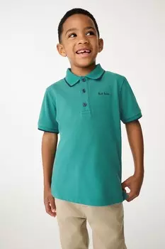 Футболка поло с коротким рукавом для мальчиков из 100% хлопка Paul Smith Junior, зеленый