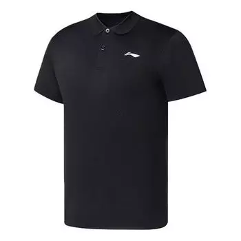 Футболка поло с логотипом быстросохнущая тренировочная рубашка поло Li-Ning, черный