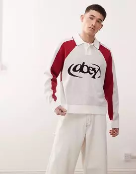 Футболка-поло с логотипом Obey Soccer белого цвета