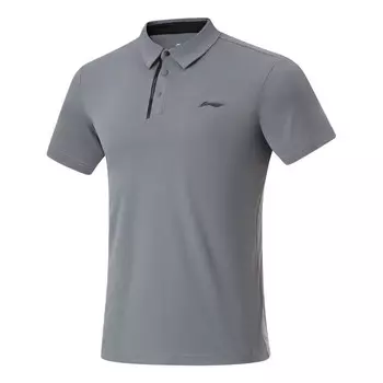 Футболка поло с логотипом тренировочная рубашка поло Li-Ning, серый