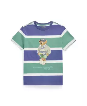 Футболка поло с медведем и полосками для мальчиков старшего возраста Polo Ralph Lauren, мультиколор