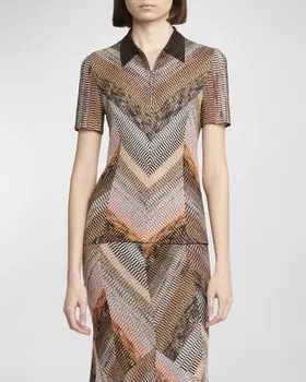 Футболка-поло с молнией спереди и шевроном Missoni, цвет S80Bzmulticolor Spa