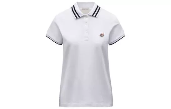 Футболка-поло с нашивкой-логотипом Moncler, Optical White