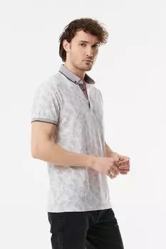 Футболка поло с принтом листьев Fullamoda, слива