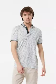 Футболка поло с принтом листьев Fullamoda, хаки