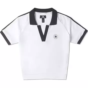 Футболка-поло с трикотажным воротником, женская, белая Converse