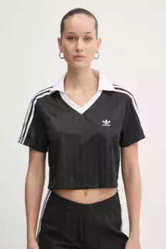 Футболка ПОЛО с V-ОБРАЗНЫМ ВЫРЕЗОМ adidas Originals, черный