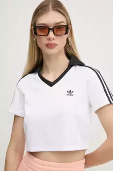 Футболка ПОЛО с V-ОБРАЗНЫМ ВЫРЕЗОМ adidas Originals, белый
