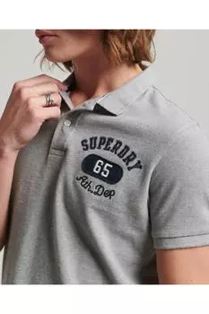 Футболка-поло – Серая – Классический крой SUPERDRY, серый