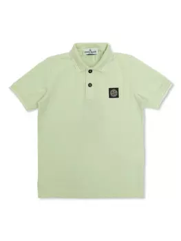 Футболка-поло Stone Island Junior Compass-patch из хлопка, зеленый