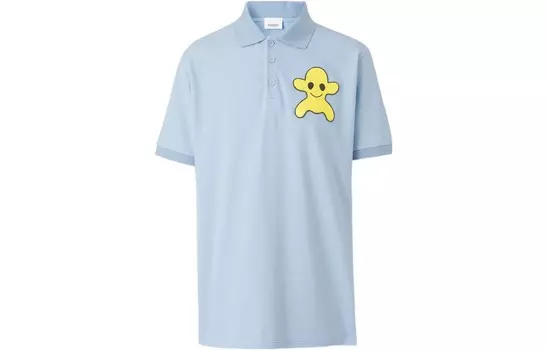 Футболка-поло свободного кроя с принтом Monster Graphic Cotton «Светло-голубая» Burberry, светло-голубой