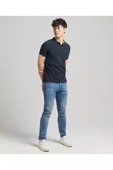 Футболка-поло – Темно-синяя – Классический крой SUPERDRY, темно-синий