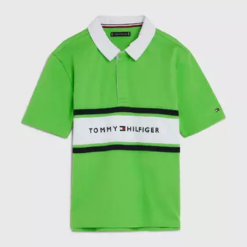 Футболка-поло Tommy Hilfiger Kids' Oversized Hilfiger, светло-зеленый