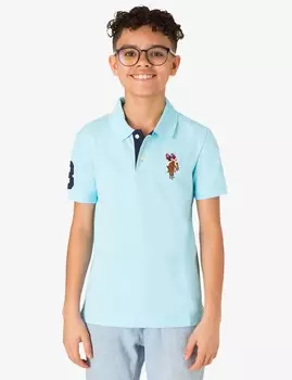 Футболка поло U.S. Polo Assn. Boys Multi Color Logo Pique, голубой