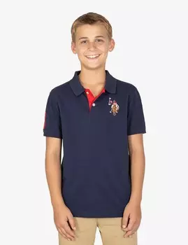 Футболка поло U.S. Polo Assn. Boys Multi Color Logo Solid Pique, темно-синий