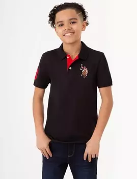 Футболка поло U.S. Polo Assn. Boys Multi Color Logo Solid Pique, черный
