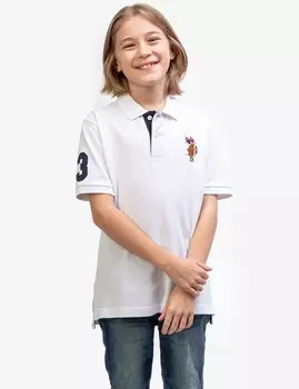 Футболка поло U.S. Polo Assn. Boys Multi Color Logo Solid Pique, белый