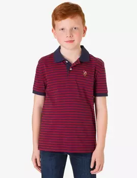 Футболка поло U.S. Polo Assn. Boys Yarn Dye Multi Stripe, красный