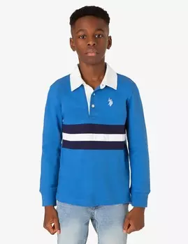 Футболка поло U.S. Polo Assn. Boys Long Sleeve Pieced Stripe, синий
