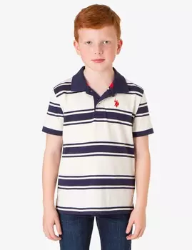 Футболка поло U.S. Polo Assn. Boys Yarn Dye Multi Stripe, кремовый/темно-синий