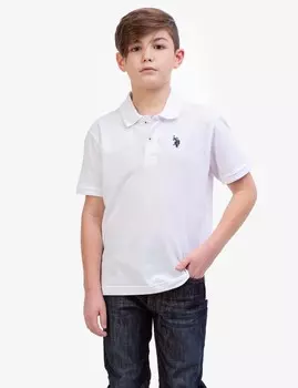 Футболка поло U.S. Polo Assn. Boys Solid Pique, белый