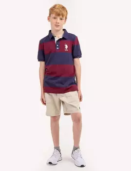 Футболка поло U.S. Polo Assn. Boys Rugby Stripe, бордовый