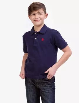 Футболка поло U.S. Polo Assn. Boys Solid Pique, темно-синий