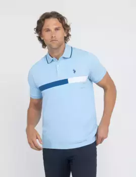 Футболка-поло U.S. Polo Assn Color Block Chest Stripe Pique, голубой