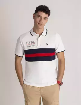 Футболка-поло U.S. Polo Assn Colorblock Embossed Pique, белый