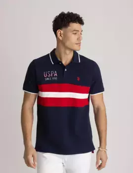 Футболка-поло U.S. Polo Assn Colorblock Embossed Pique, темно-синий