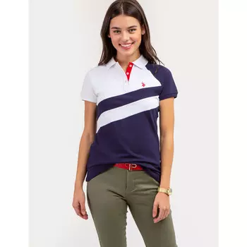 Футболка-поло U.S. Polo Assn. Diagonal Sash Colorblock, белый/синий