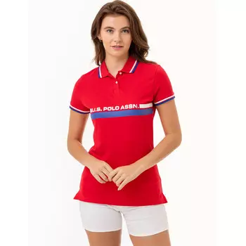 Футболка-поло U.S. Polo Assn. Dual Signature Stripe, красный