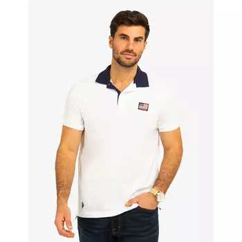Футболка-поло U.S. Polo Assn Flag pique with under collar detail, белый