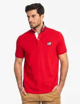 Футболка поло U.S. Polo Assn. Flag Pique With Under Collar Detail, красный