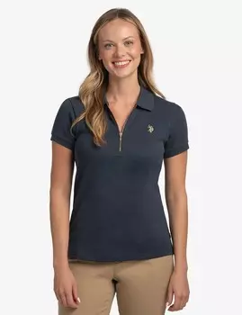 Футболка поло U.S. Polo Assn. Half Zip Puff Sleeve Heather, темно-серый