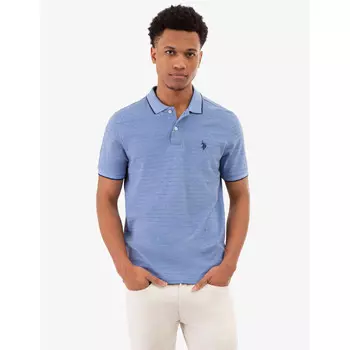 Футболка-поло U.S. Polo Assn Jacquard marled stripe, голубой