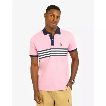 Футболка-поло U.S. Polo Assn Printed chest stripe pique, розовый