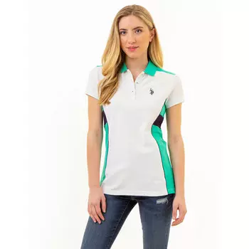Футболка-поло U.S. Polo Assn. Sideseam Panel Colorblock, белый/зеленый