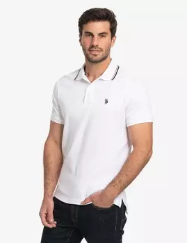 Футболка поло U.S. Polo Assn. Slim Fit Tipped Interlock, белый