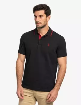 Футболка поло U.S. Polo Assn. Slim Fit Stretch Solid Pique, черный