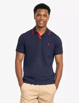 Футболка поло U.S. Polo Assn. Slim Fit Stretch Solid Pique, темно-синий