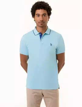 Футболка поло U.S. Polo Assn. Slim Fit Stretch Pique Solid, голубой