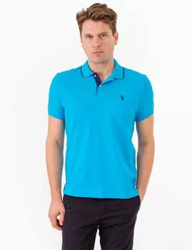 Футболка поло U.S. Polo Assn. Slim Fit Stretch Pique Solid, голубой