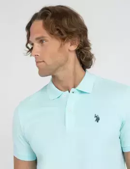 Футболка-поло U.S. Polo Assn Slim Fit Solid Pique, бирюзовый
