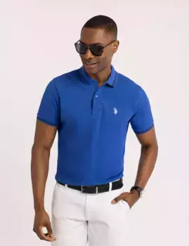 Футболка-поло U.S. Polo Assn Snap Button Tipped Pique Polo, синий