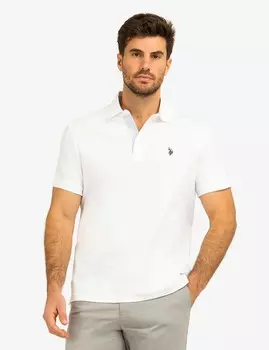 Футболка поло U.S. Polo Assn. Solid Interlock With Woven Trim, белый