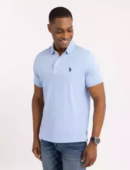 Футболка-поло U.S. Polo Assn Solid Interlock With Woven Trim, голубой