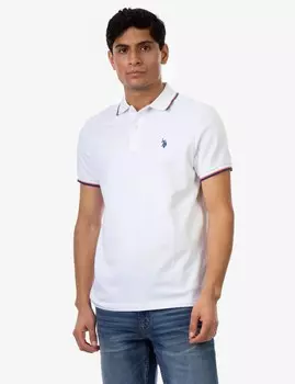 Футболка поло U.S. Polo Assn. Tipped Ottoman Pique, белый