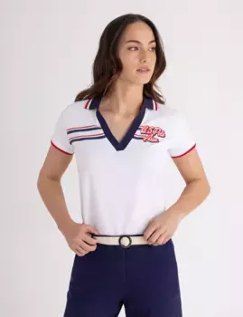 Футболка-поло U.S. Polo Assn Tipped Americana Split Neck, белый