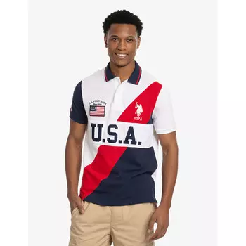 Футболка-поло U.S. Polo Assn Usa Sash Color Block Pique Shirt, белый